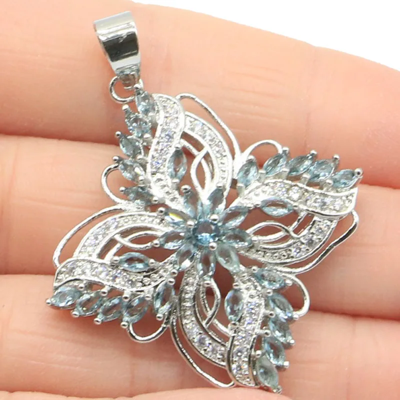 Buy 4 Get 1 Free 48x37mm Highly Recommend Smoky Topaz London Blue Topaz White CZ Jewelry For Woman's Silver Pendant