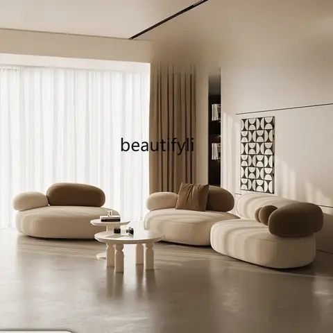 특별한 모양의 크림 스타일 소파, 가벼운 럭셔리 소파, 모던 미니멀리스트 침대 & 조식 소파, 원단 소파