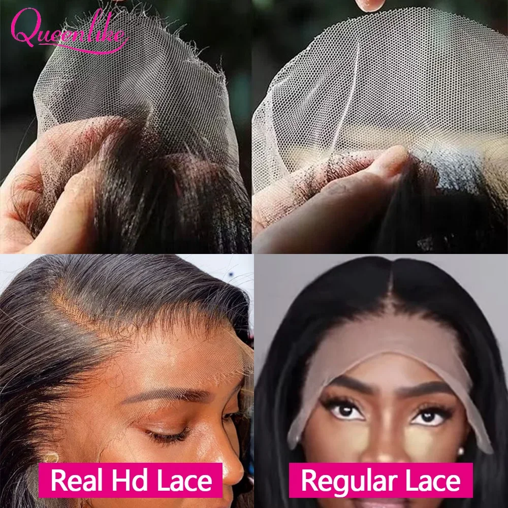 Queenlike 26 Inch 13x6 HD Lace Frontal Human Hair Wigs Straight Remy Hair Frontal Wigs Human Hair Natural Black For Women