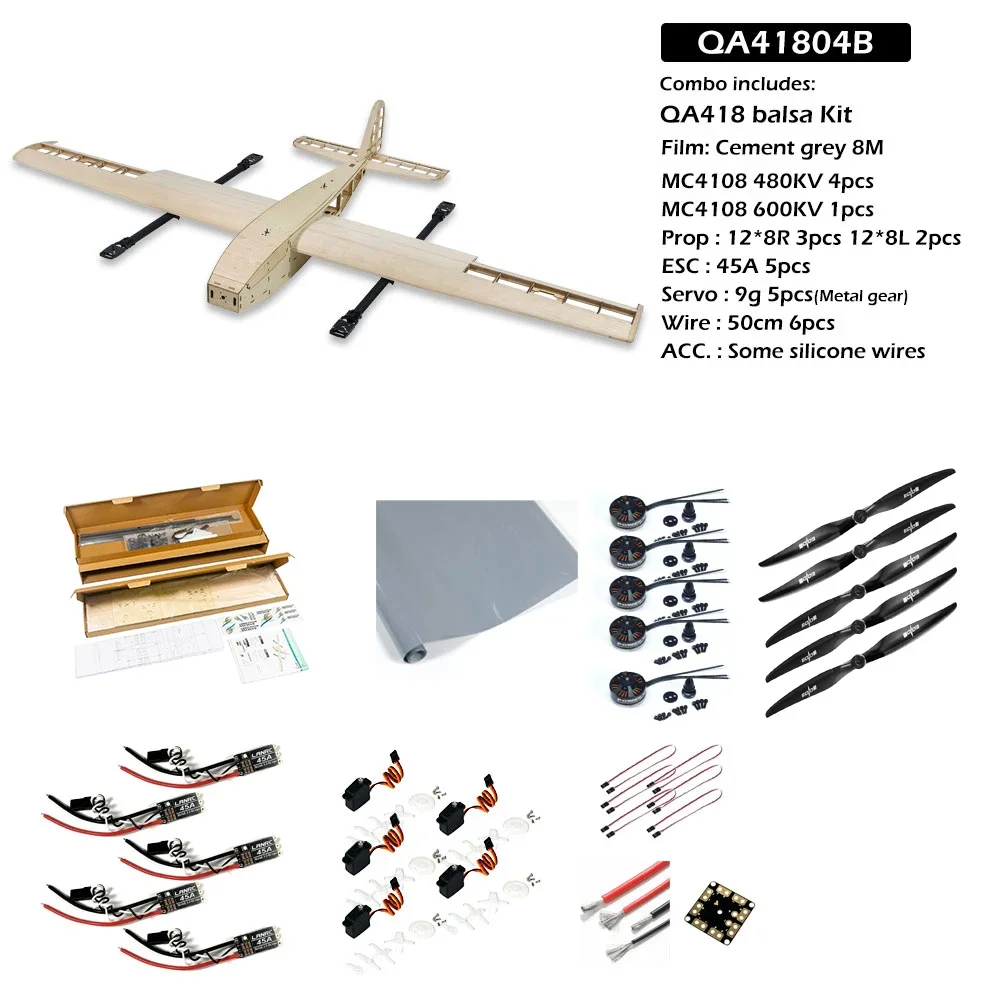 DW Hobby QA418 1,8M Balsa VTOL Bausatz – Starrflügel-UAV mit Motorhalterungen für FPV-Kartierung – Detail 21