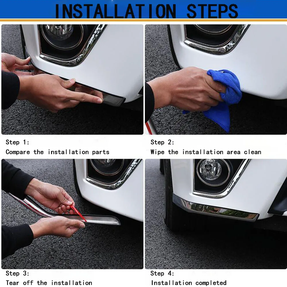 Car Front+Rear Side Bumper Corner Trim Frame Stainless Steel Anti-Rub Cover For Toyota Corolla Altis 2014 2015 2016