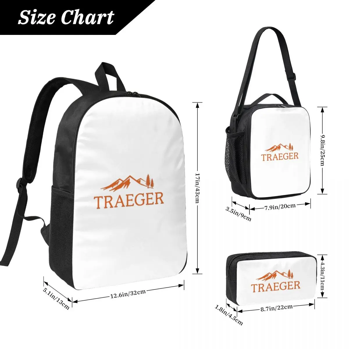 Traeger Pellet Grill Smoke BBQ Essential Backpack BookBag School Bag Laptop Shoulder Bags 3ps Insulated Lunch Bag Pencil Case