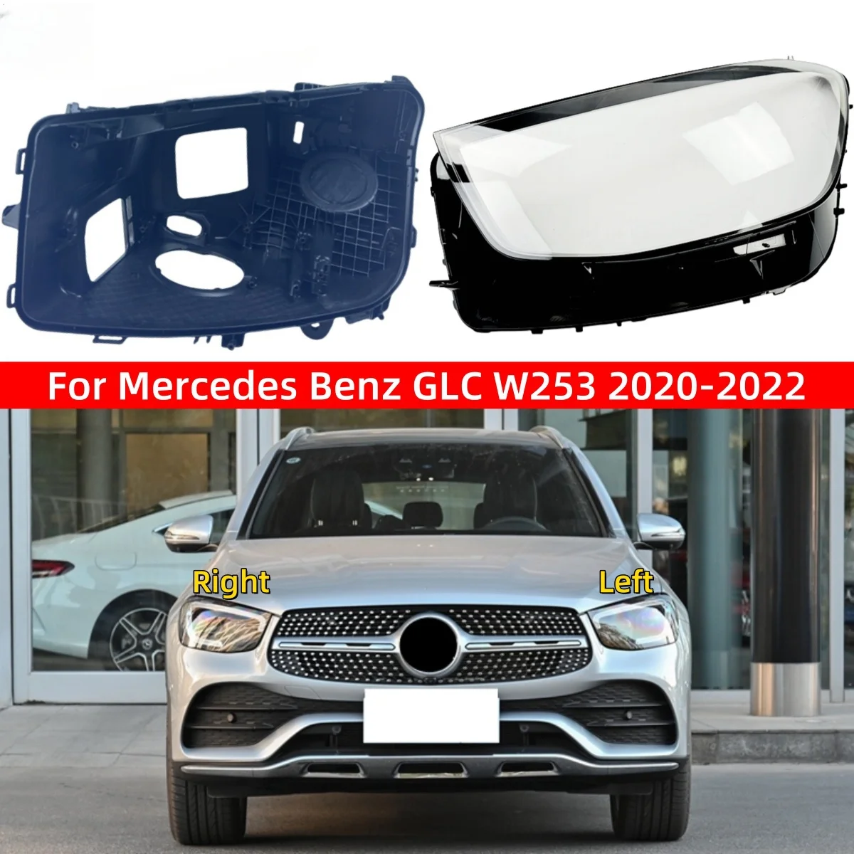 

For Mercedes Benz GLC W253 2020 2021 2022 GLC200 GLC260 GLC300 Accessories Car Headlights Cover Headlight Bulb Holder