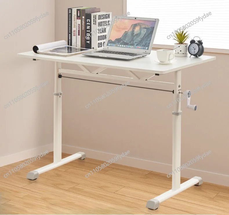 

Hand-cranked lifting computer desk Mobile pulley Student home study Bedroom office writing