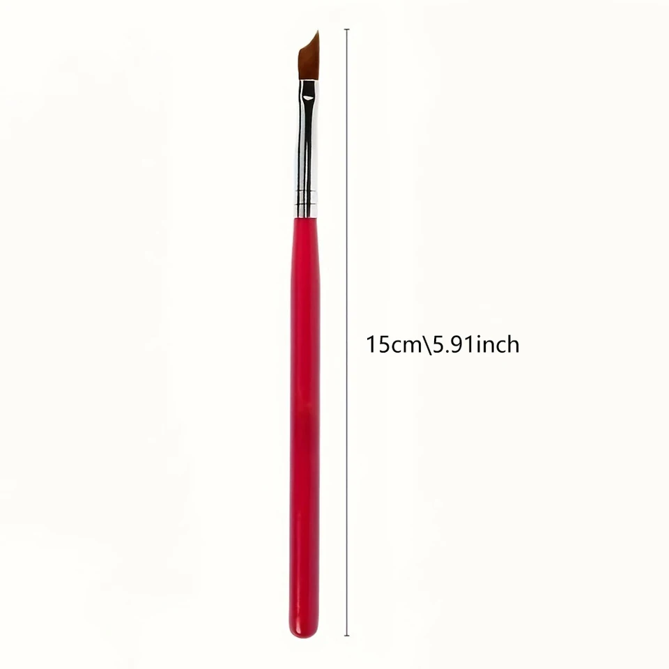 Pincel francés de media luna para uñas, mango rojo y verde, pincel de precisión para gel, duradero y fácil de limpiar para manicura DIY 5