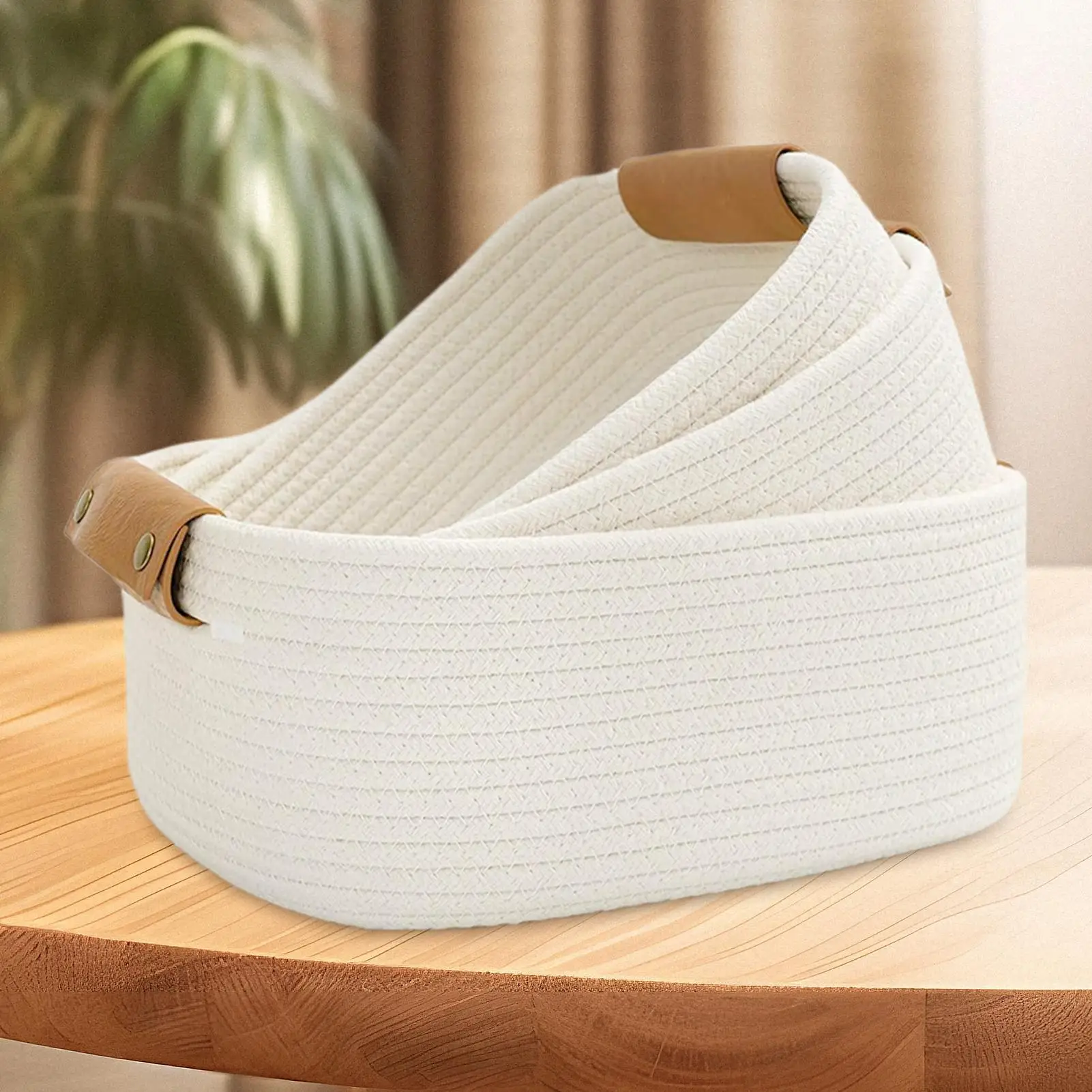 

Rope Storage Basket 3Pcs Cotton Rope Woven Storage Baskets Organize Boxs Desktop Sundries Organize Basket Sundries Storage