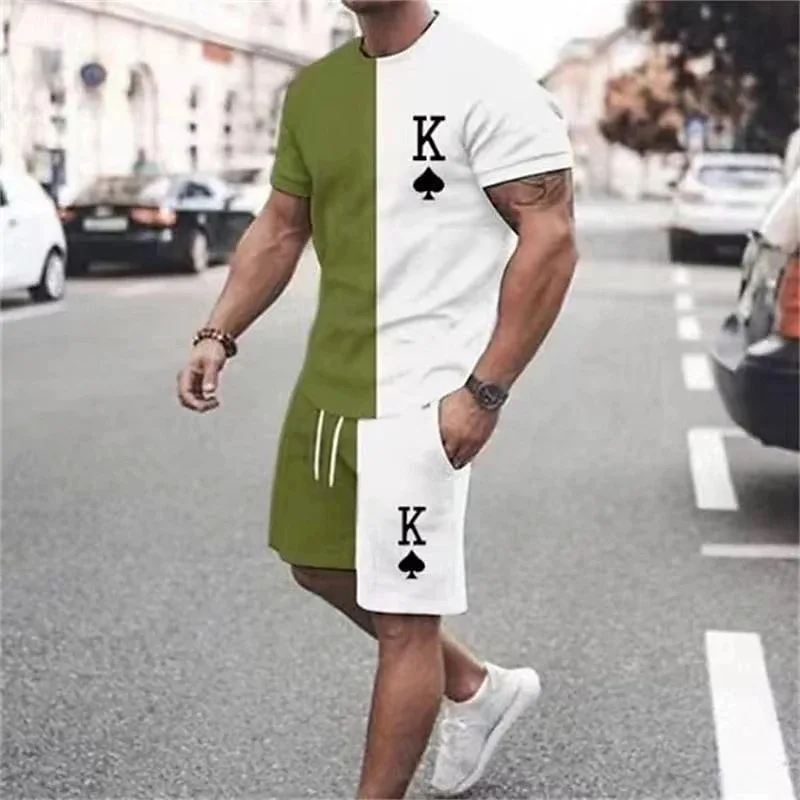 2025 Fashion Summer Daily Leisure Sports Street Round Neck Short Sleeved T-shirt Shorts Set Personalized 3D Printed Men's