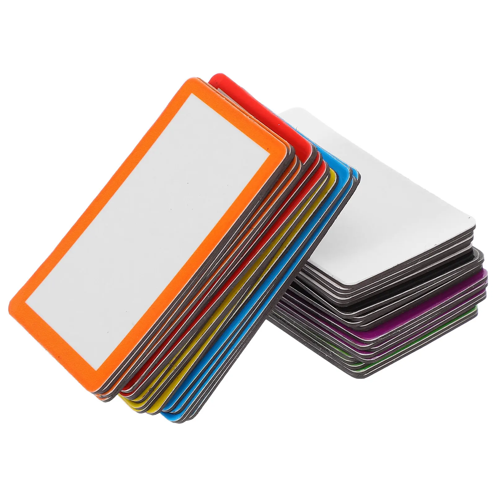 

40Pcs Magnetic Name Labels Dry Erase Reusable Writable Tags Color Border Magnets for Whiteboard Refrigerator Use