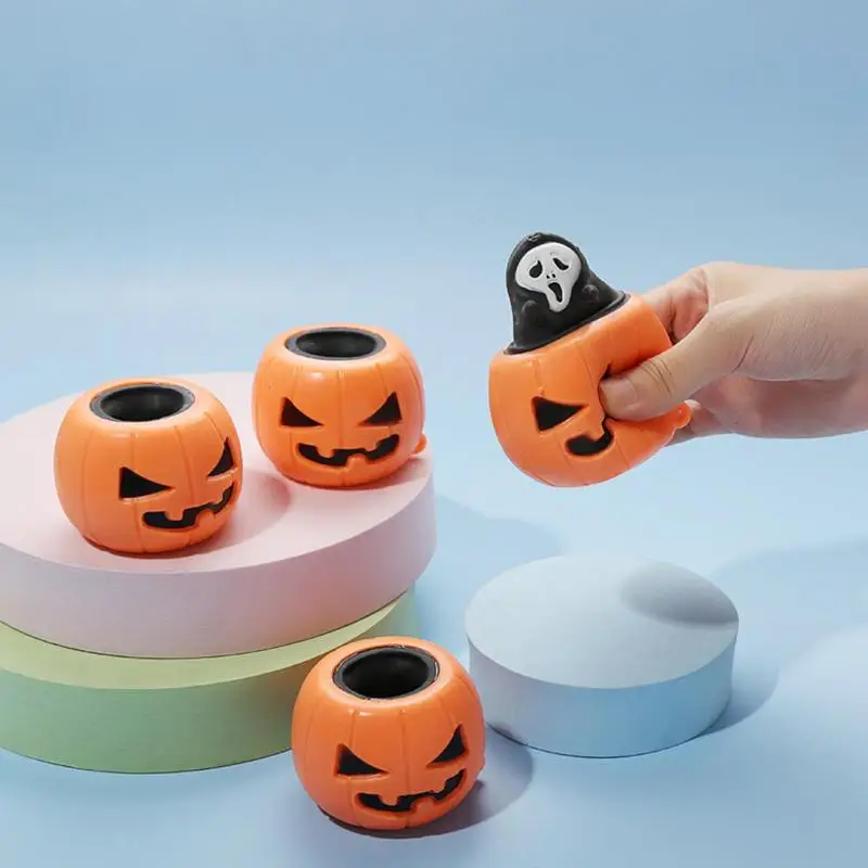 Squeeze Pumpkin Squeeze Sensory Toys Stress Ball Fidget Toys Pumpkin Head Safe Soft Halloween Squeeze Pumpkin Ghost Toys For