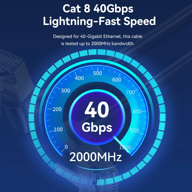 Interwencja CAT8 kabel Ethernet 40Gbps 2000MHz 360 stopni Rotate CAT 8 przewód sieciowy Lan dla PC PS 4 Router kabel RJ45