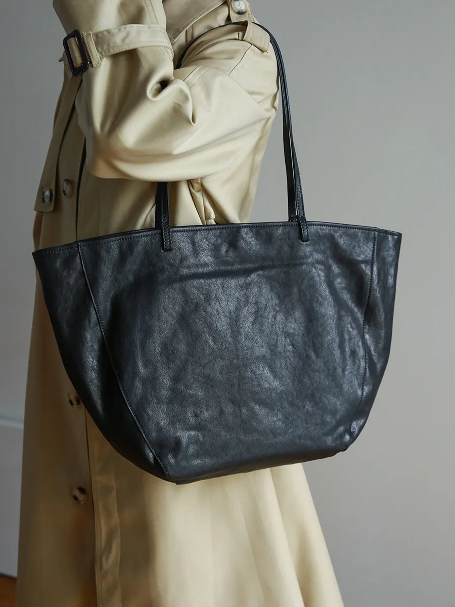 PNDME simple vintage genuine leather women's large capacity tote bag weekend shopping cow leather shoulder bag casual handbag