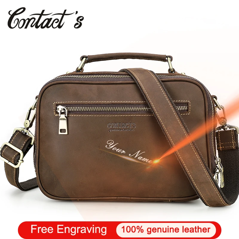 

Genuine Leather Messenger Bag for Men Multi-function Business Shoulder Bags High Quality Male Travel Crossbody Bag for 7.9" iPd