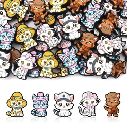 5/10Pcs Silicone Beads Cute Fashion Hats Cat kittens Shape Focal Beads for Pen Making Jewelry DIY Bracelet KeyChain Accessory