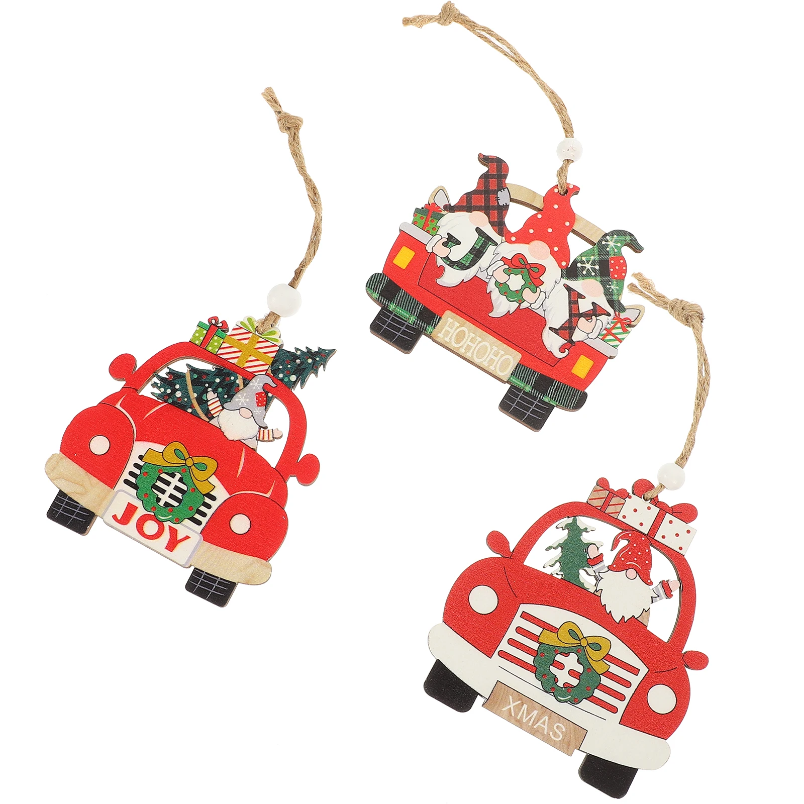 

3Pcs Christmas Tree Decorations Xmas Party Ornaments Smooth Wood Material Home Cafe Shop Bar Club Festive Decor