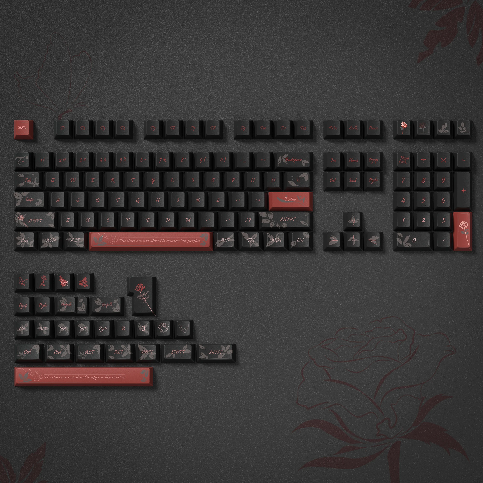 Imagem -03 - Retro Rose Five Side Dye Sublimation Pbt Keycaps Perfil Cherry 134 Teclas Teclado Personalizado para Interruptores mx Teclado Gaming