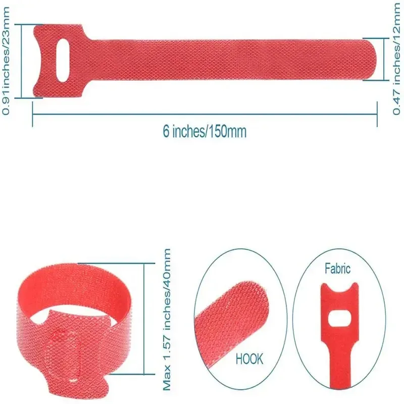 10/20Pcs T-type Cable Ties Wire Reusable Cord Organizer Wire Fastener Straps Colored Nylon Hook Loop Computer Data Cable Tie