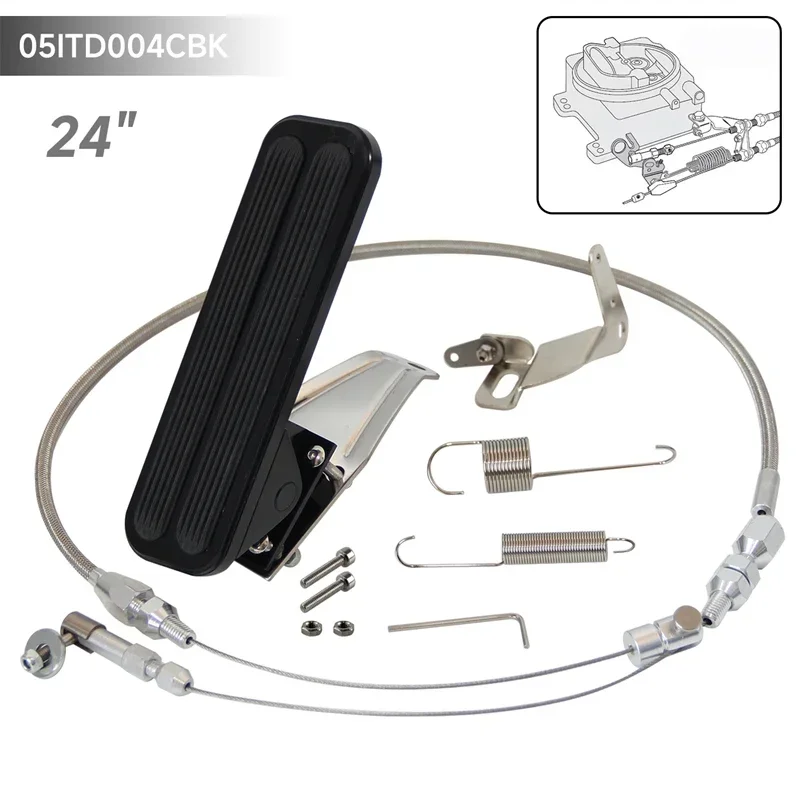 

Педаль акселератора Billet Gas +24"/36'' с кронштейном для троса газа и пружинным комплектом из нержавеющей стали для Hot Rod