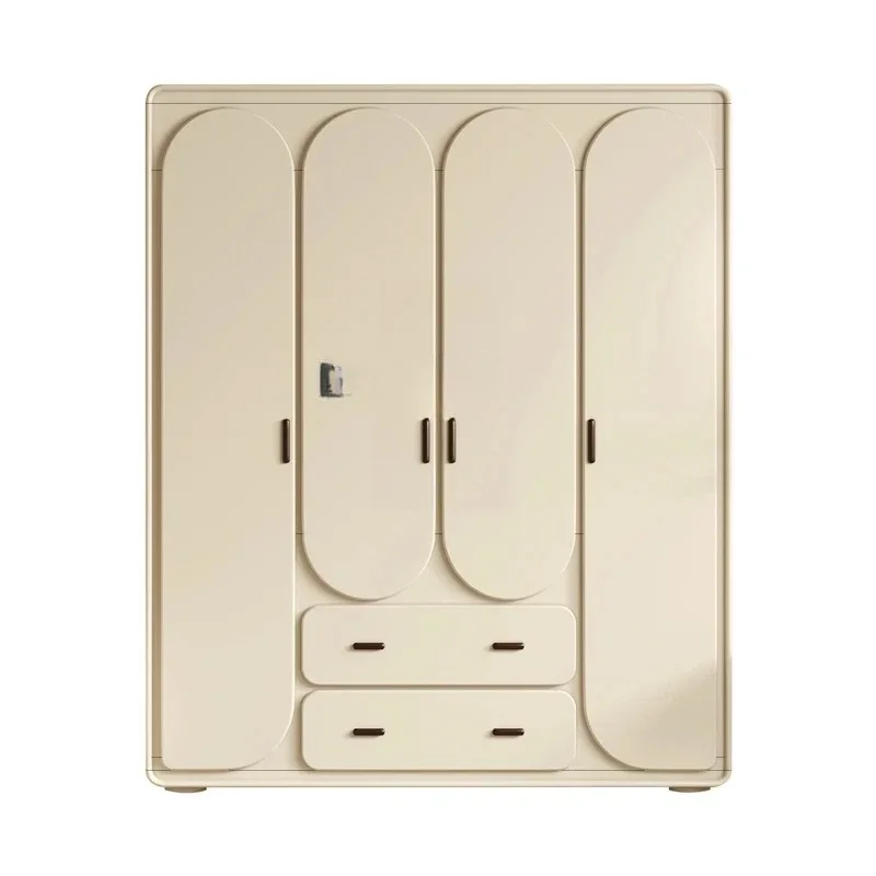 

French solid wood five-door modern simple cream style bedroom Nordic large wardrobe customization