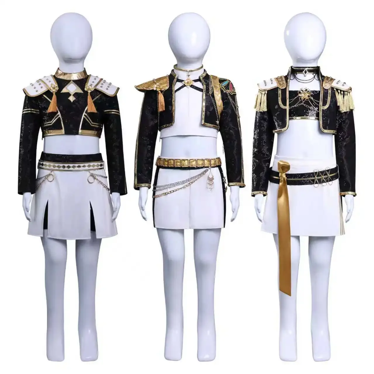 

Kids Black Golden Performance Costume KPop Demon Hunters Huntrix Rumi Zoey Mira Cosplay Costume For Girls Halloween Party Dress
