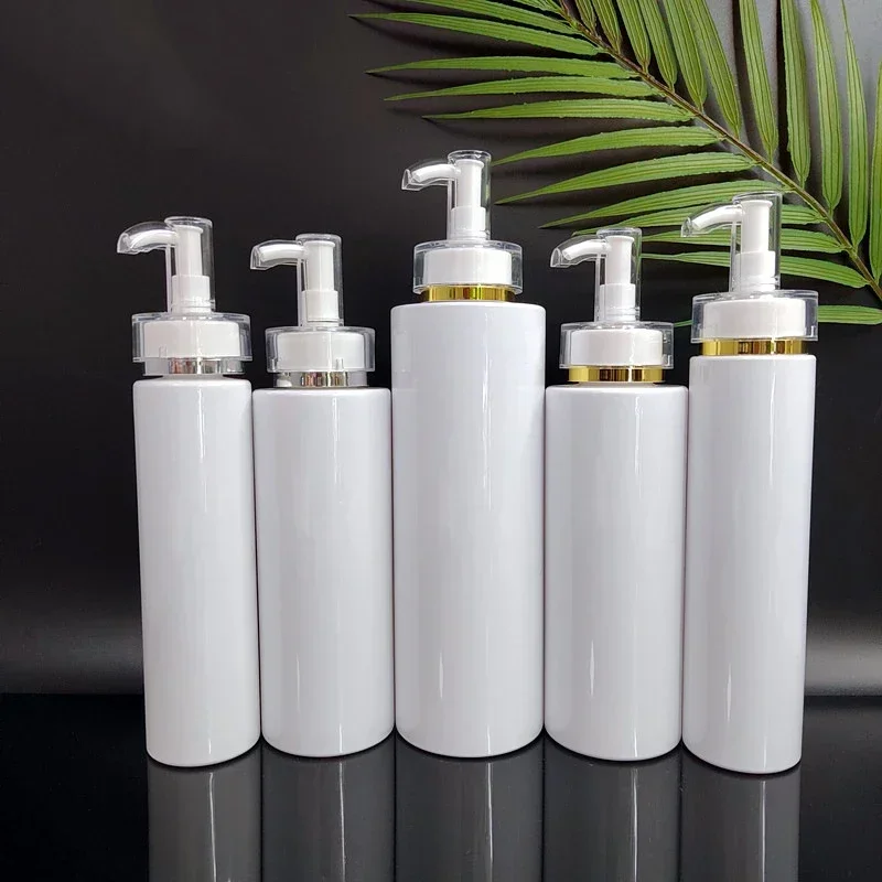10Pcs 100/150/200/250/300/500ml Empty Plastic Pump Bottle White Clear Lotion Shampoo Cosmetic Container Bathroom Soap Dispensers