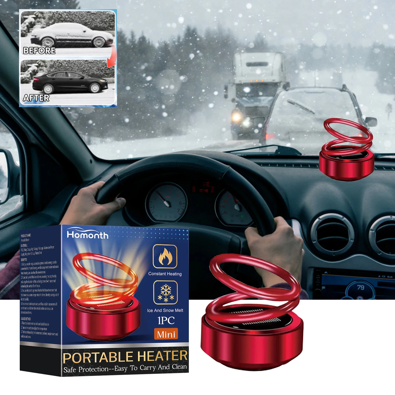 Car Anti-Freeze Electromagnetic Molecular Defroster Car Window Snow Ice and Fog Removal Device Convenient Anti-Freeze Heater