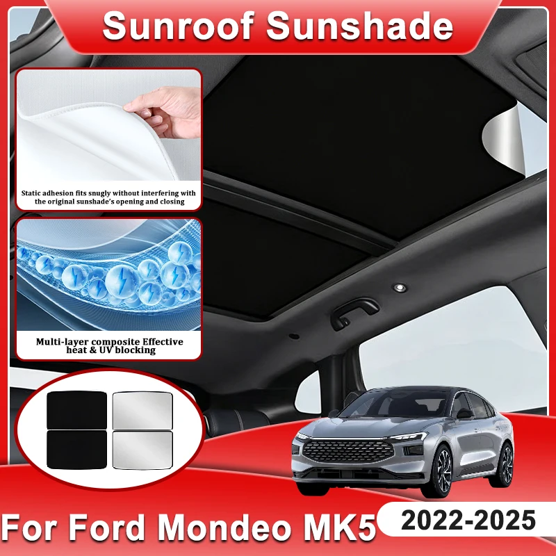 For Ford Mondeo Taurus Accessorie MK5 2022 2023 2024 2025 Electrostatic Adsorption Roof Car Static Cling Sunroof Cover Sun Visor