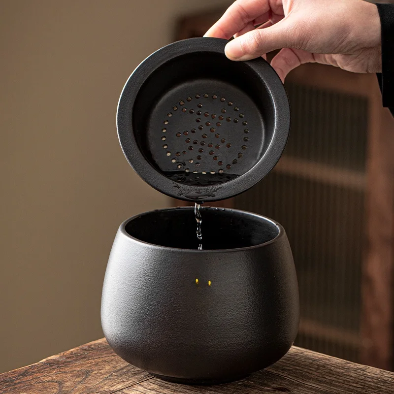 Large Size Cerc Tea Wastewater Buet with Lid Home Use Water Basin Zen Sle Pure Color Design for Gongfu Tea Waing Cup