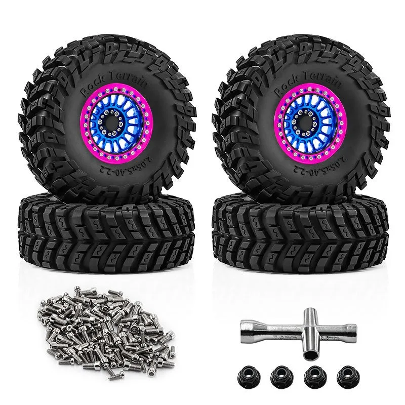 

137MM Tires Metal Beadlock Wheel Rim Rubber Tire for CROSS YK TRX4 SCX10 1/8 H8H Upgrade Parts Rc Crawler Car