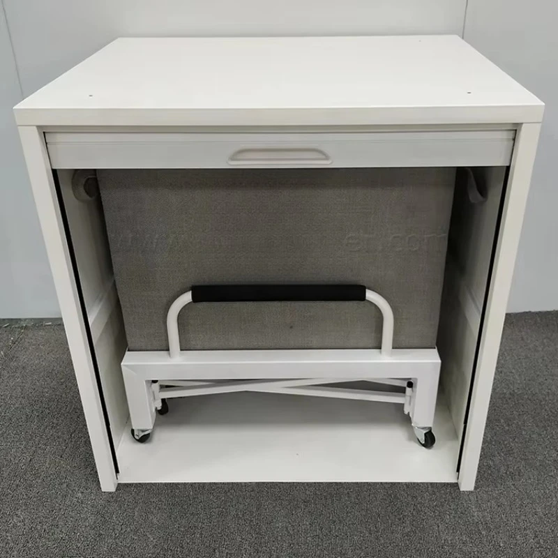 Office Invisible Metal Folding Single Bed with Desk Portable Hospital Retractable Accompanying Bed Hidden Guest Bed