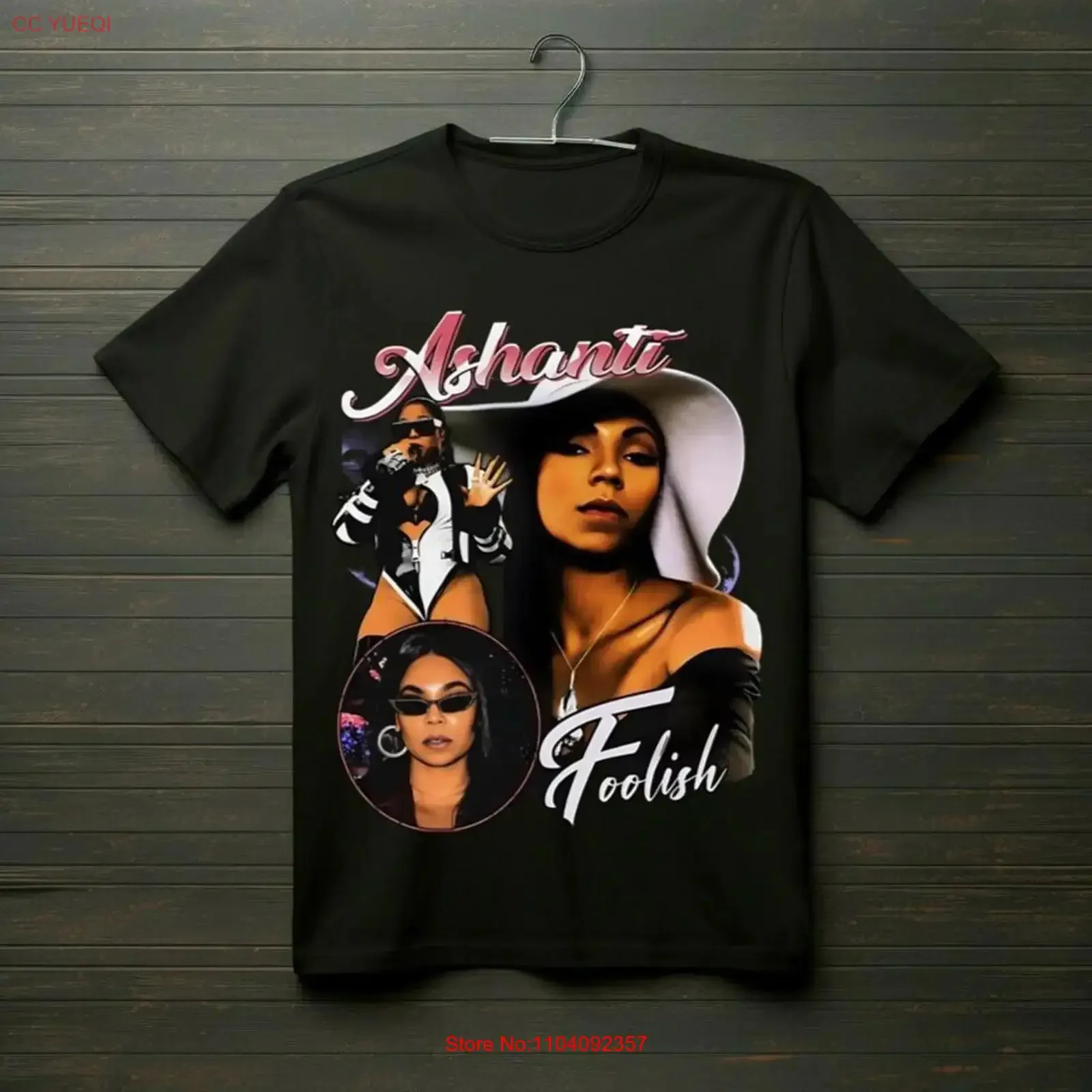 Ashanti Retro Rap Hip Hop Vintage T Shirt vintage Washed designer clothes fashion Soft Slightly graphic streetwear Unisex