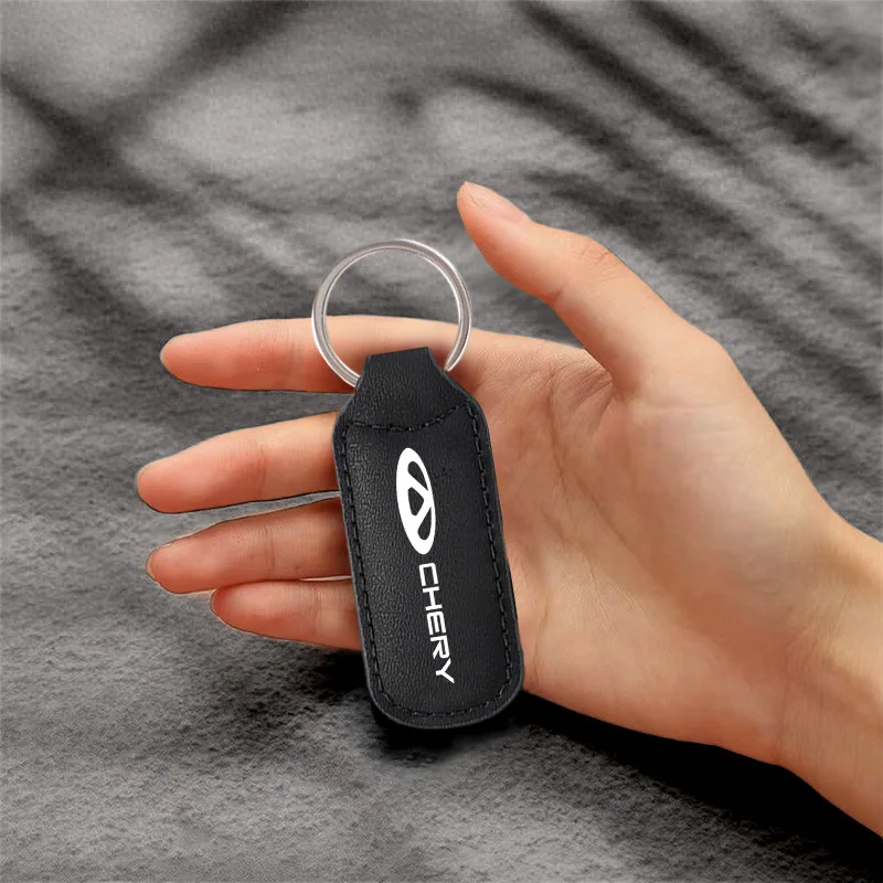 موضة الجلود شعار السيارة حامل سلسلة مفاتيح حلقة رئيسية اكسسوارات لشيري تيجو 5 2 3 7 برو 8 5X IQ QQ Fulwin الوجه Arrizo A1 A3 A5 #2