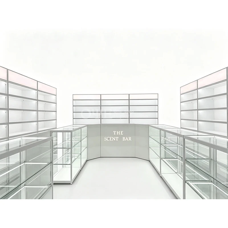 custom.Multi Functional Wood Cosmetic Display Cabinet Skin Care Makeup and Perfume Display