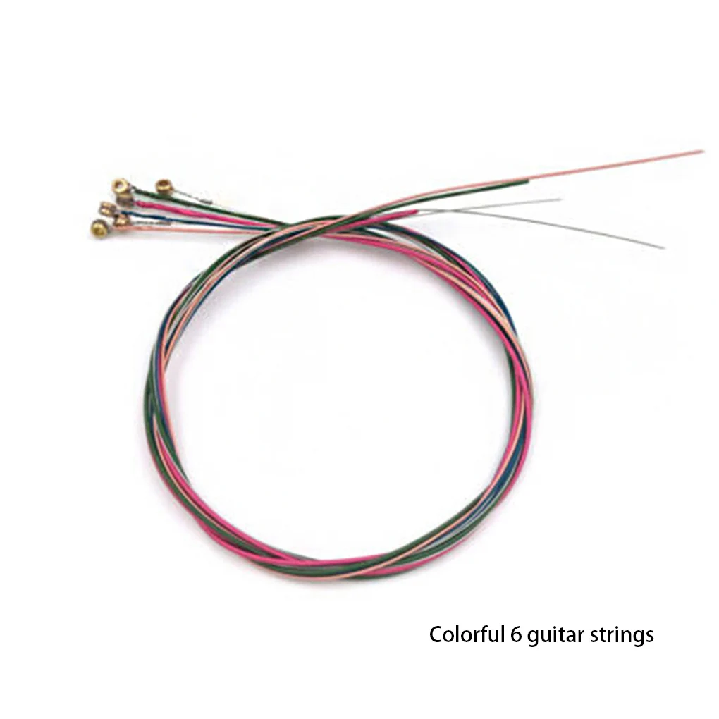 6PCS Acoustic Guitar Strings Universal E-A String Wear-resistant Instrument Accessory Sufficient Gears Colorful String