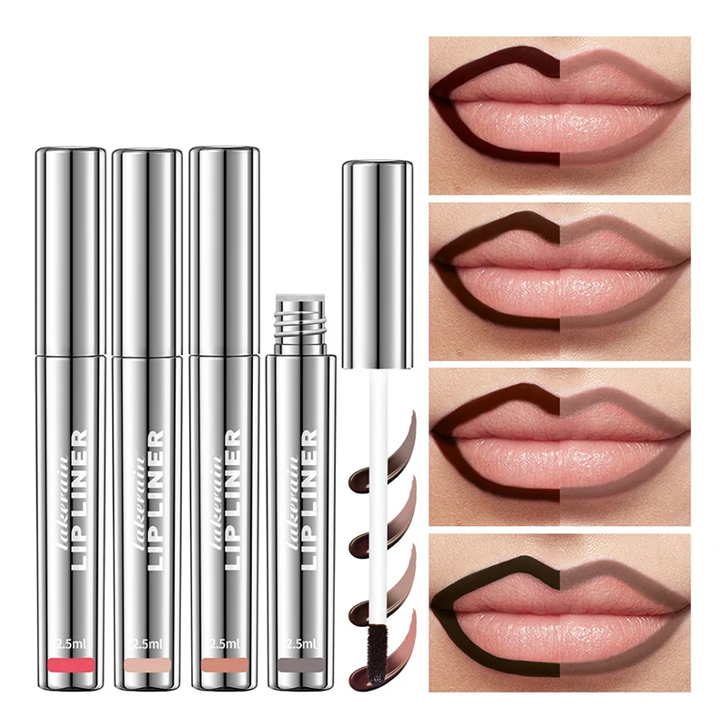 Waterproof Long Lasting Makeup Four Shades Lip Stain High Pigment Vitamin E Nourishing Matte Peel Off Lip Liner