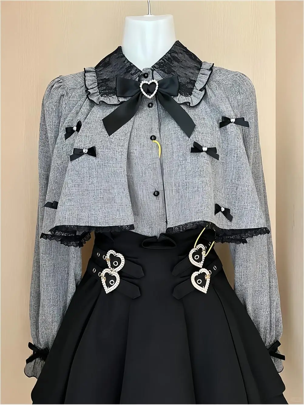 Elegant High Waist Short Skirt And Shirt Two Piece Set with Bow Tie Japanese Style Mass Production for Women Fashionable Spri...