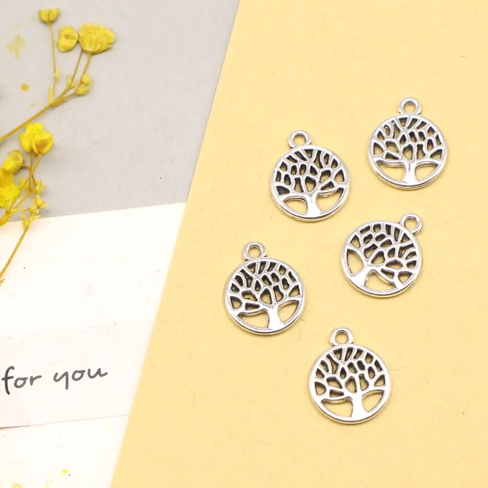 30pcs 11x13mm Tree Of Life Charms Man Pendant Handmade Products Diy Jewelry Antique Silver Color