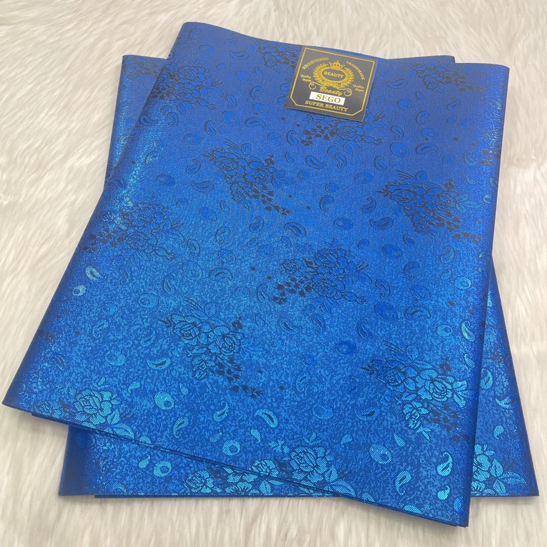 

2025 High Grade New African Sego Headtie 2pcs/Bag Headscarf 100% African Multi Sego & Wrapper For Wedding Party B27-3