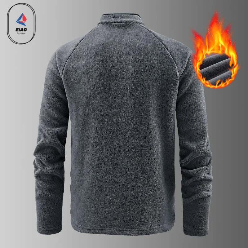 EIAO 2025 春秋 メンズ フリースジャケット 裏起毛 長袖 丸首 ベースレイヤー アウトドア カジュアル プルオーバー 快適ウェア