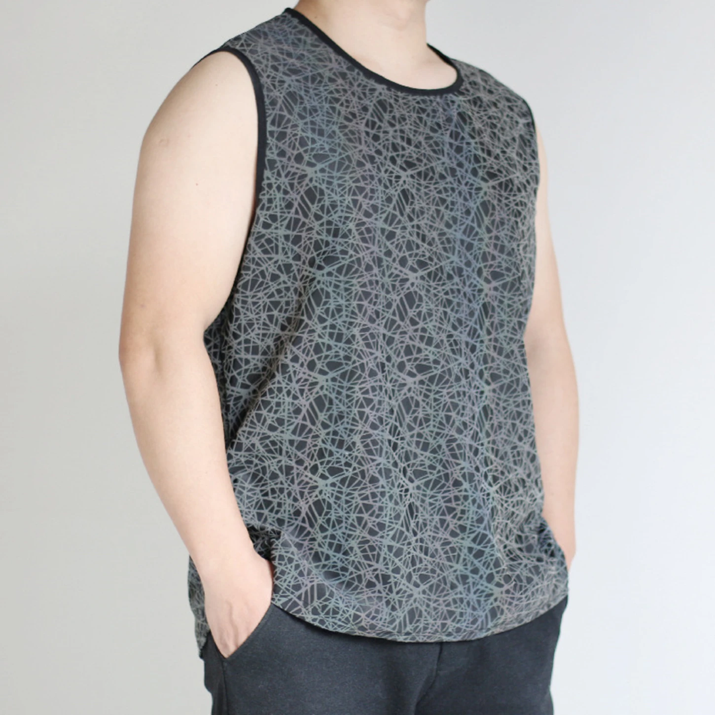 

Colorful Reflective Tank Tops Men's Summer Jogger Vest For Outer Wear Harajuku Sport Sleeveless T-shirts Ropa Hombre