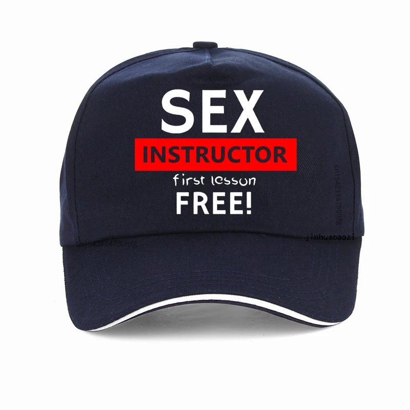 Sex Instructor First Lesson Free Adult Humour Cool Joke Party Gift Baseball Cap Men Funny Summer Dad Adjustable Snapback hat