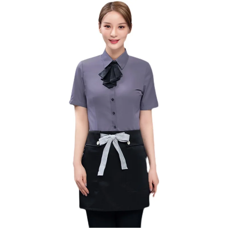 ホテルファーストフードレストラン作業服半袖ケーキショップカフェミルクティーショップレストランケータリングウェイター夏の制服
