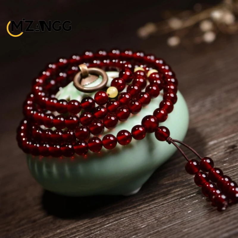 Natural High Quality Red Amber Bracelet Round Bead Single Circle Men\'s and Women\'s Beeswax Bracelet Jewelry Holiday Gift Masco