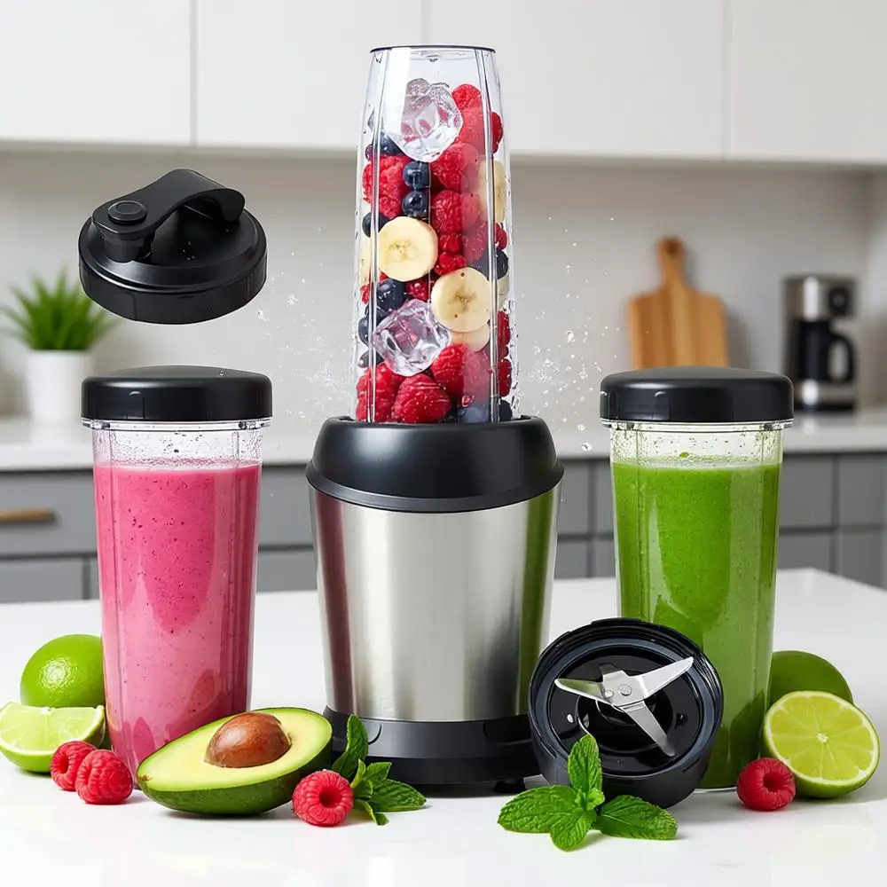 Smoothie Blender, Personal Blenders, 17-34 oz BPA-Free Portable Cups, Mini Smoothie Maker, Shakes, Sauces, Juice, Ice Crushing,
