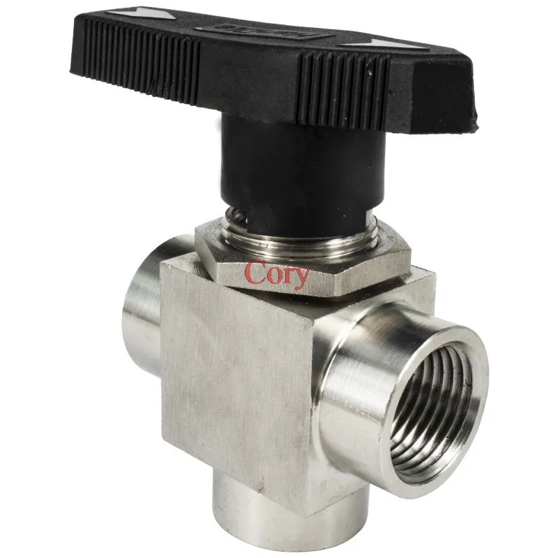 1PC Three-way Ball Valve Female Thread G1/8\' G1/4\' G3/8\' G1/2\' G3/4\' BSP Stainless Steel 304 High Pressure Temperature YFP-2B