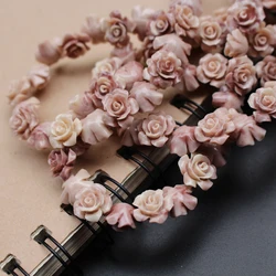 10Pieces 12mm 15mm Double Colored Artificial Coral Flower Beads Brown Color Camelia Coral beads for Jewelry Bracelet Making DIY