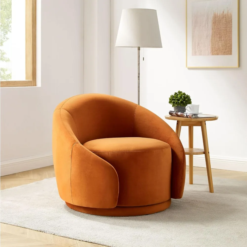 

Living Room Chair, Upholstered Round Accent Arm Chairs, 360° Swivel Single Sofa Armchair, Swivel Barrel Chair