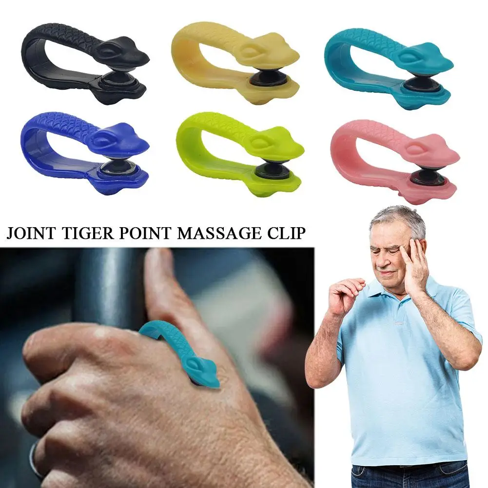 Finger Joint Tiger Point Massage Clip Acupressure Clip Hand Meridian Massager for Headache Migraine Relief Stress Anxiety C C8L4