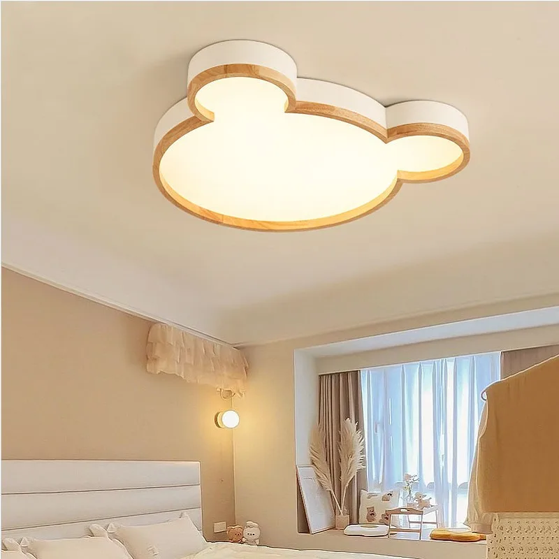 Nordic New White Cream Wind Light Living Room Bedroom Study Children S Room Cute Cartoon Atmosphere Wooden Light