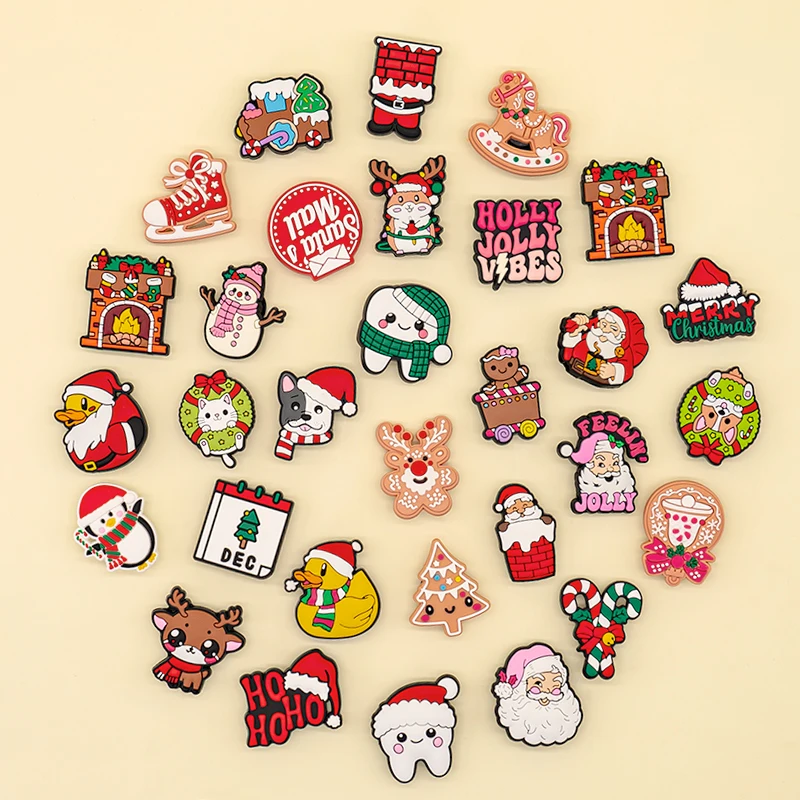 

1-50 шт., подвески для обуви с Рождеством, украшения для обуви, аксессуары, розовый Санта-Олень, снеговик, сандалии, булавки для женщин и детей, пряжки для сабо