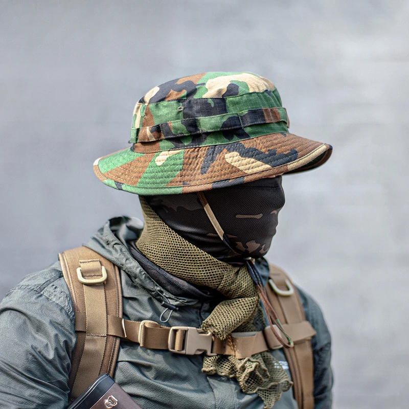 

Military fan tactical camouflage short-brimmed bucket hat outdoor round-brimmed sun-shading narrow-brimmed fisherman's sun hat